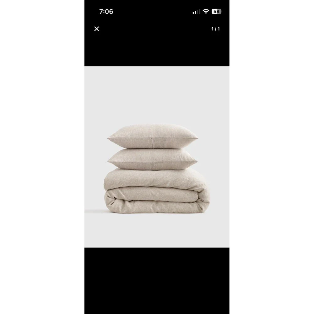 Quince European Linen Duvet Cover Set natural chambray Full Queen Flax Msrp $204